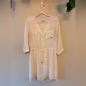 MONK & LOU Light Cream Tie-Waist Tunic Dress